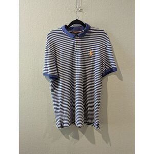 Polo Golf Ralph Lauren Polo Shirt Men's Size XL TG Striped‎ Navy White Gold Pony